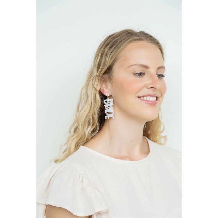 Bride Earrings / Bridal Bachelorette White Wedding Earring