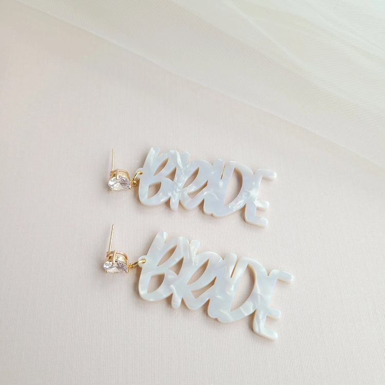 Bride Earrings / Bridal Bachelorette White Wedding Earring