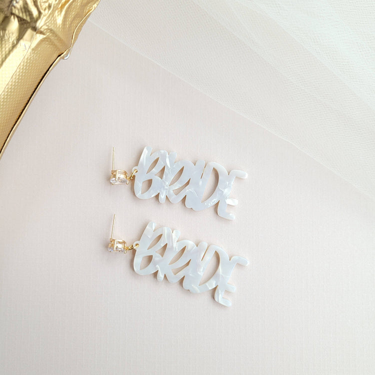 Bride Earrings / Bridal Bachelorette White Wedding Earring