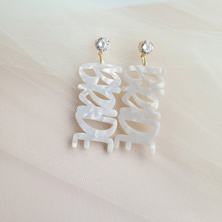 Bride Earrings / Bridal Bachelorette White Wedding Earring