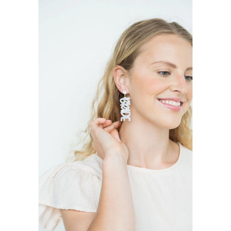 Bride Earrings / Bridal Bachelorette White Wedding Earring