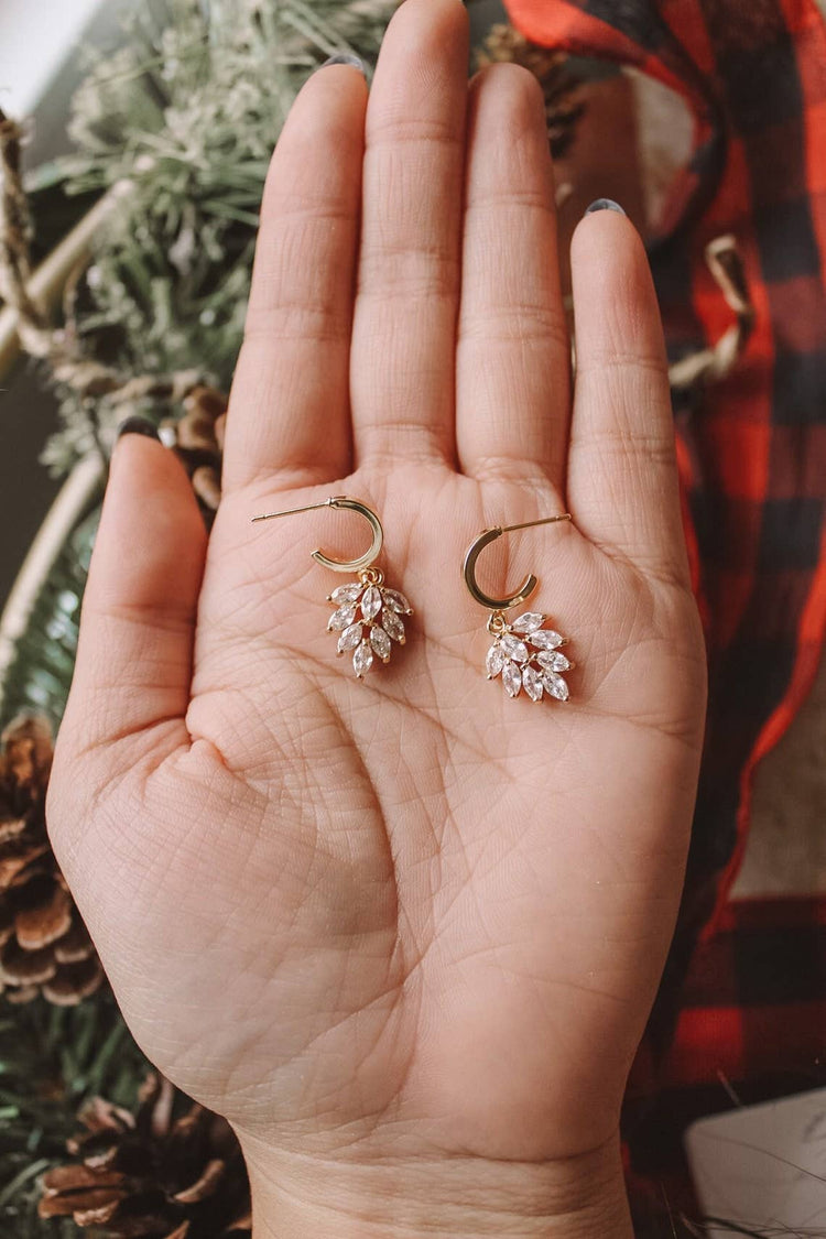 Gold Crystal Huggie Earrings