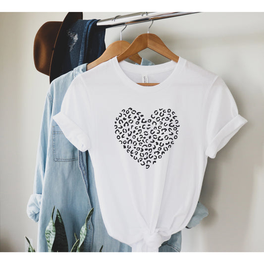 Animal Print - Heart Shirt- White