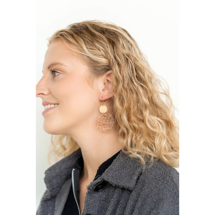 Zoey - Clear and Rust / Acrylic + Brass Earrings