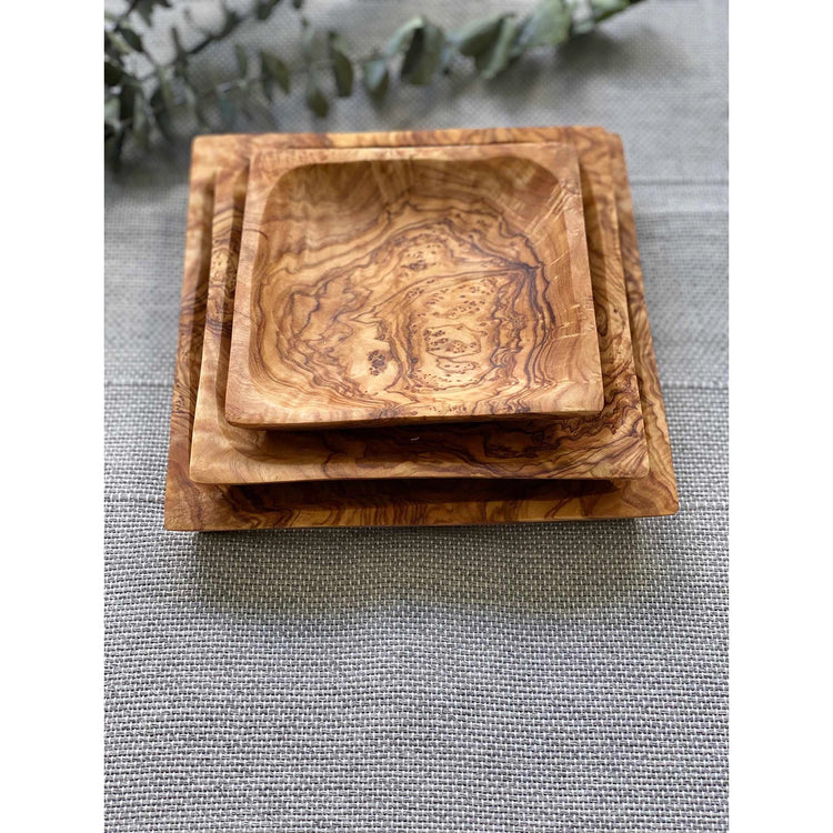 Olive Wood- Square Dishes, Set of 3