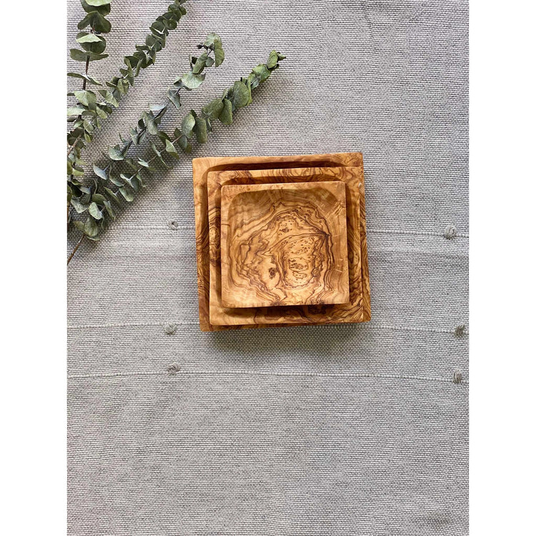 Olive Wood- Square Dishes, Set of 3