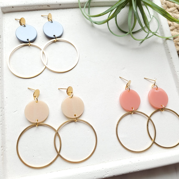 Sadie Earrings / 18k Gold Plated Stainless Steel w/ Acrylic