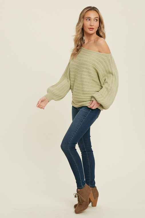 Textured Pullover Sweater- Sage