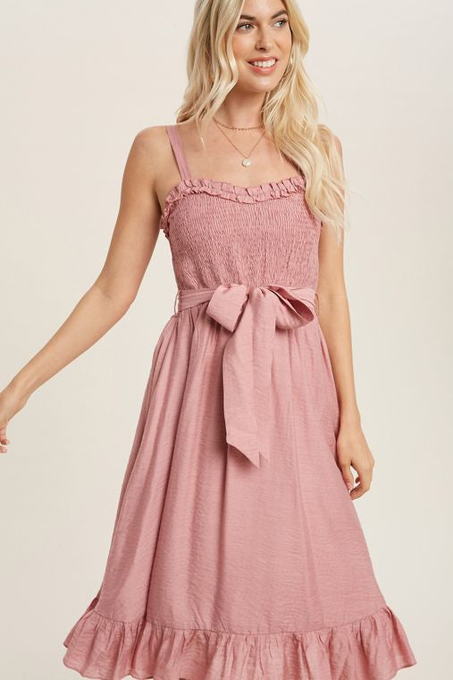 Sweetheart Ruffled Midi Dress