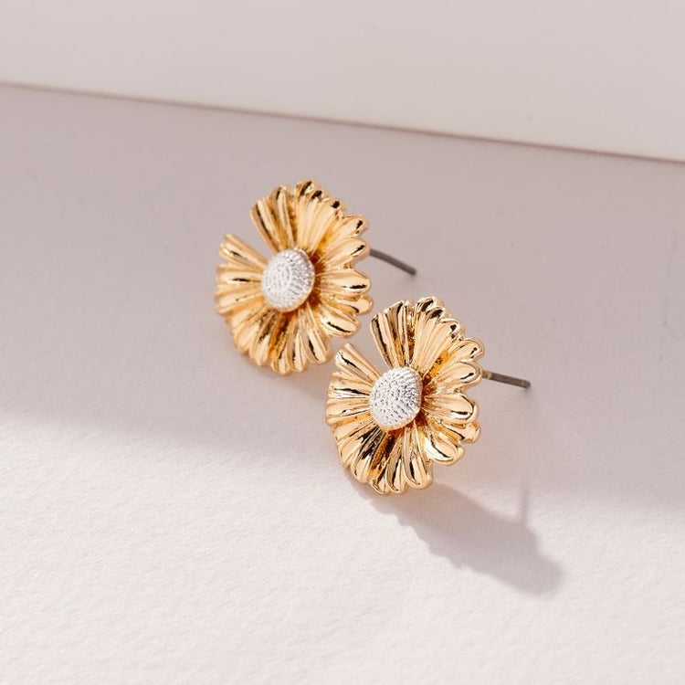 Metal Flower Stud Earrings