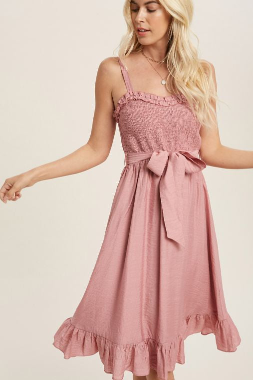 Sweetheart Ruffled Midi Dress