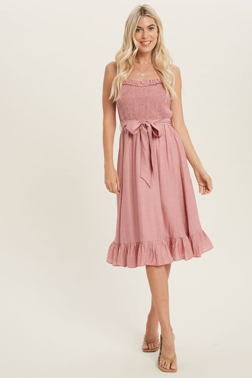 Sweetheart Ruffled Midi Dress