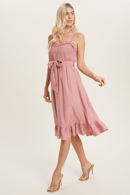 Sweetheart Ruffled Midi Dress