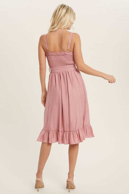 Sweetheart Ruffled Midi Dress