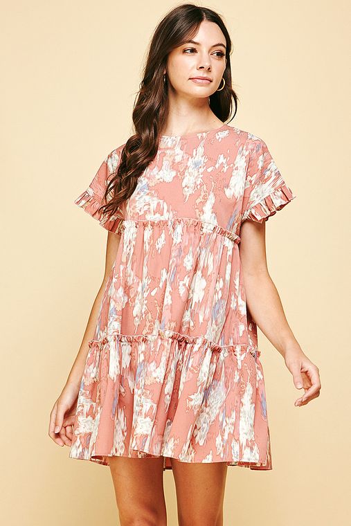 Floral Swing Dress- Pink Multi